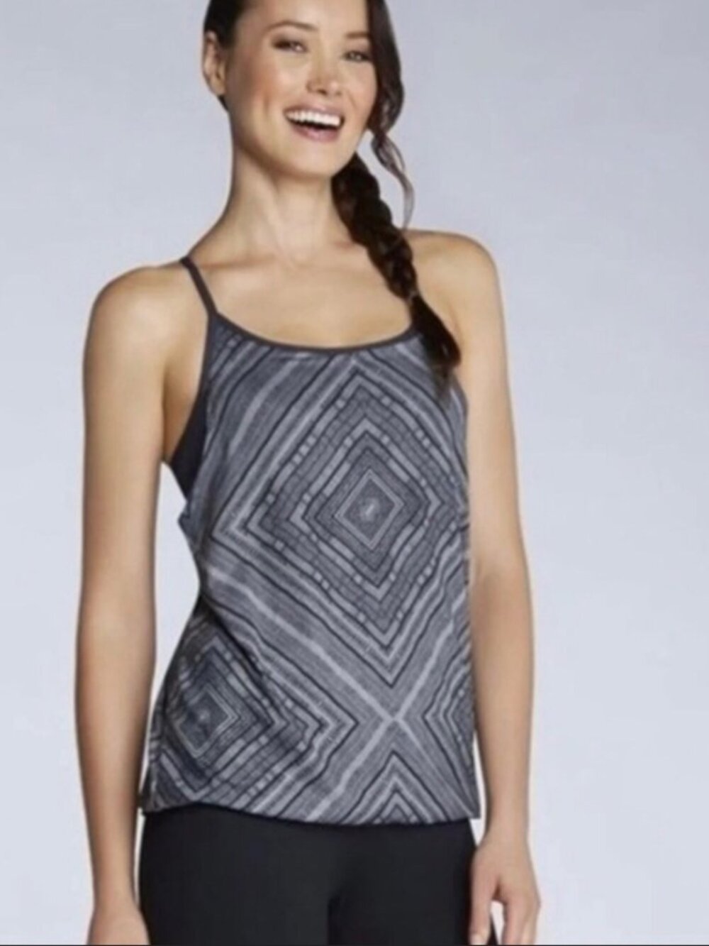 Fabletics Norwalk Performance Workout Tank Geometric Heather Gray Size Small